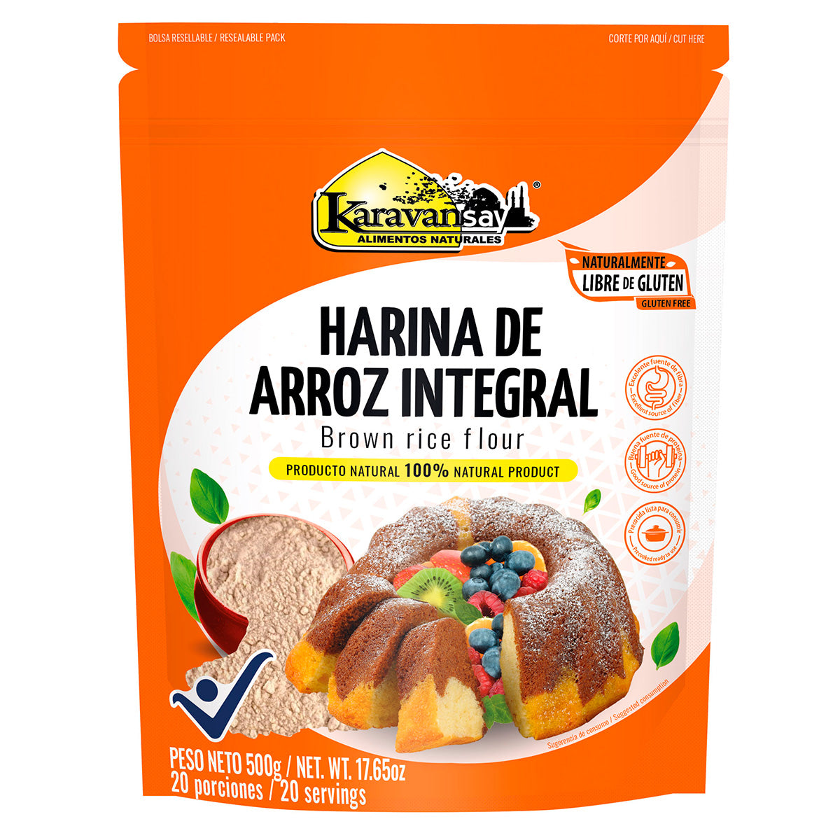 HARINA DE ARROZ INTEGRAL DOY PACK KARAVANSAY 500 GR