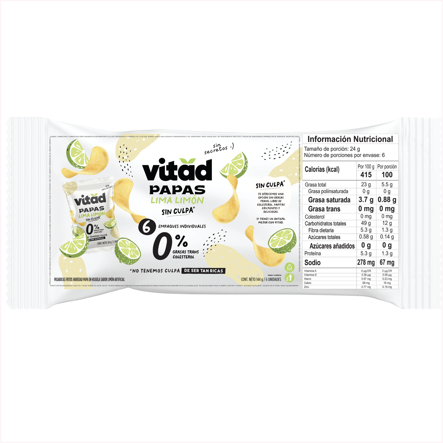 PAPAS SABOR LIMA NATURAL *6 - VITAD 144 GR