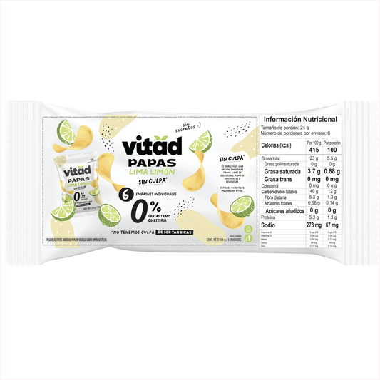 PAPAS SABOR LIMA NATURAL *6  - VITAD  144 GR
